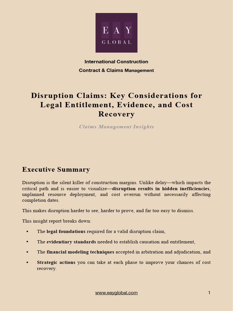 Disruption Claims: Legal and Cost Insights | PDF | Causality | Employment