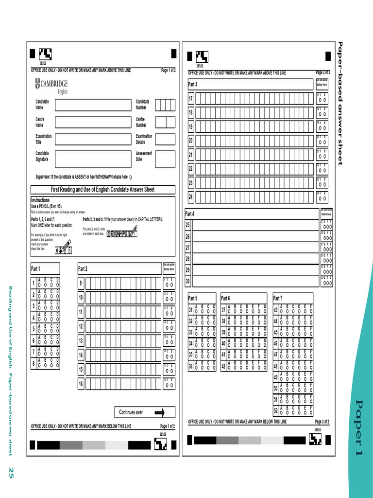 Paper-Based English Answer Sheet | PDF