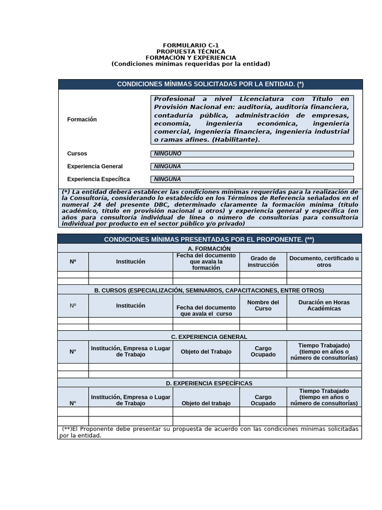 Requisitos de Formación y Experiencia C-1 | PDF | Contador | Business