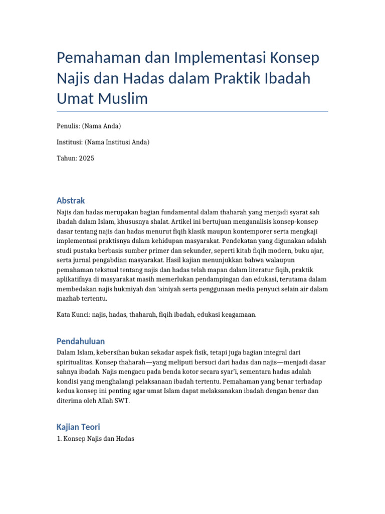 Pemahaman Najis dan Hadas dalam Islam | PDF