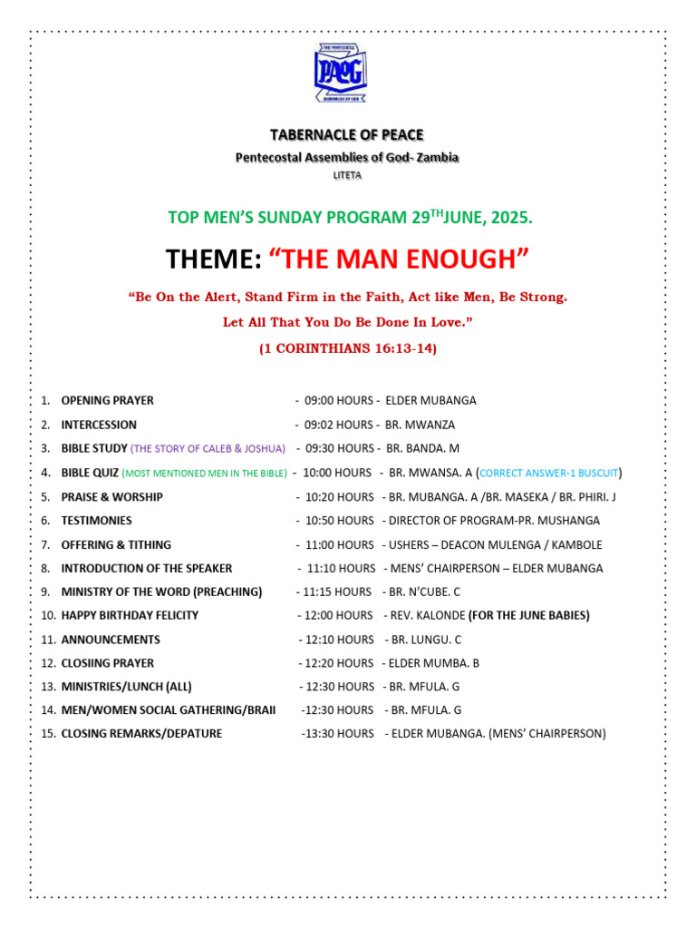 Men's Sunday Program: The Man Enough | PDF