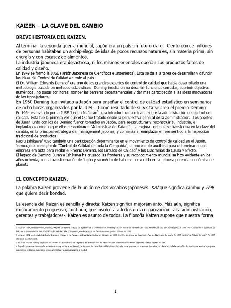 Kaizen: Mejora Continua en Empresas | PDF | Calidad (comercial ...