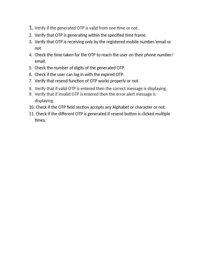 OTP Verification Testing Guidelines | PDF