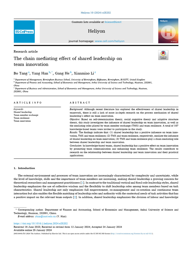 1 s2.0 S2405844024013136 Main | PDF | Leadership | Psychological Resilience