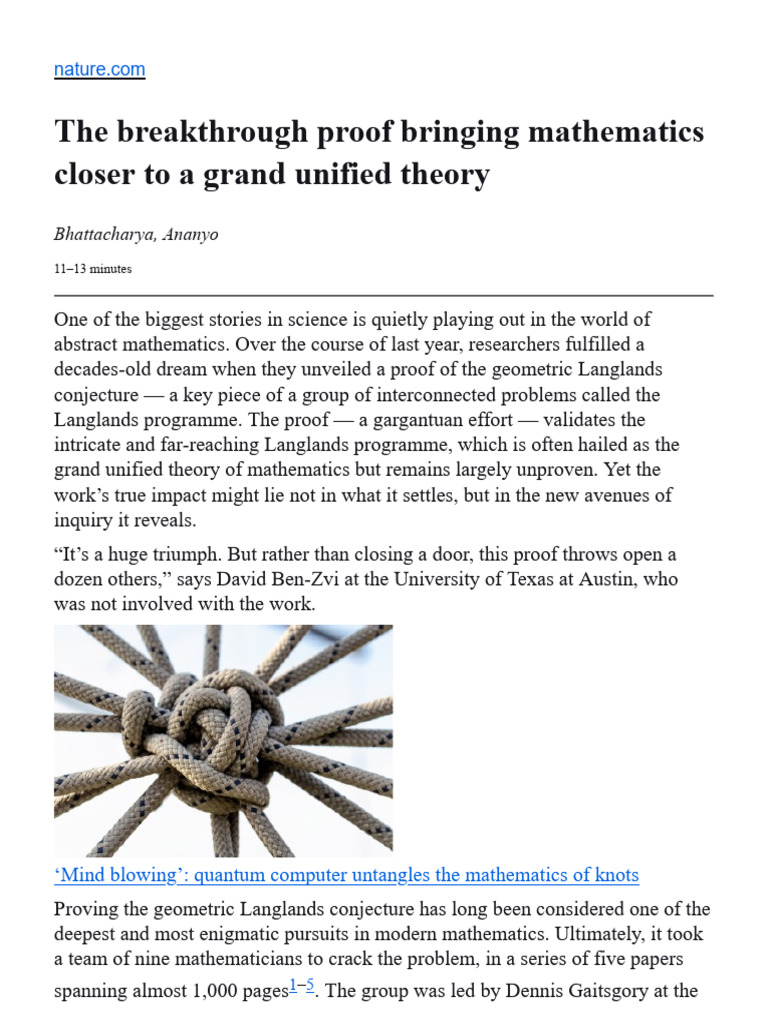 The Breakthrough Proof Bringing Mathematics Closer To A Grand Unified ...