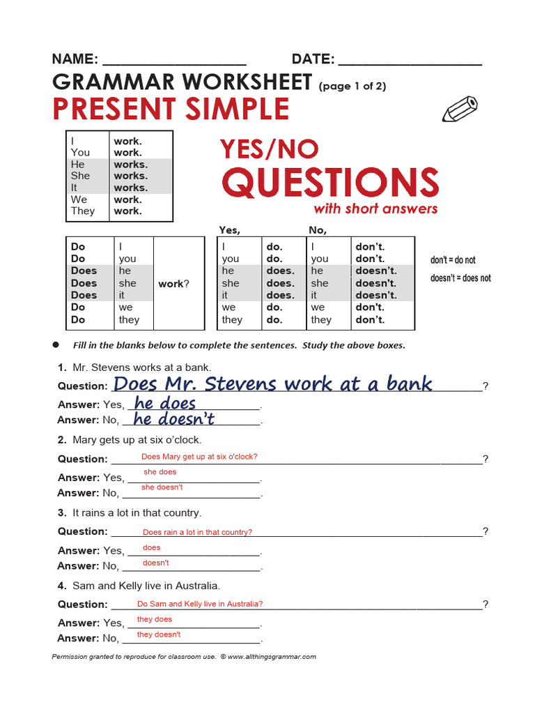 Present Simple Grammar Worksheet | PDF | Chess Openings | Chess