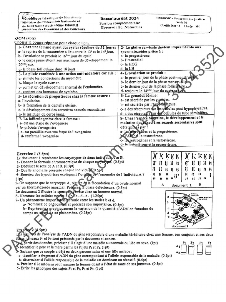 Bac SN 7c Sujets Corrigés 2010-2024 | PDF