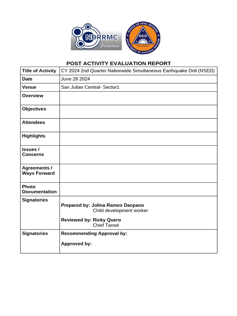 Nationwide Earthquake Drill Report 2024 | PDF