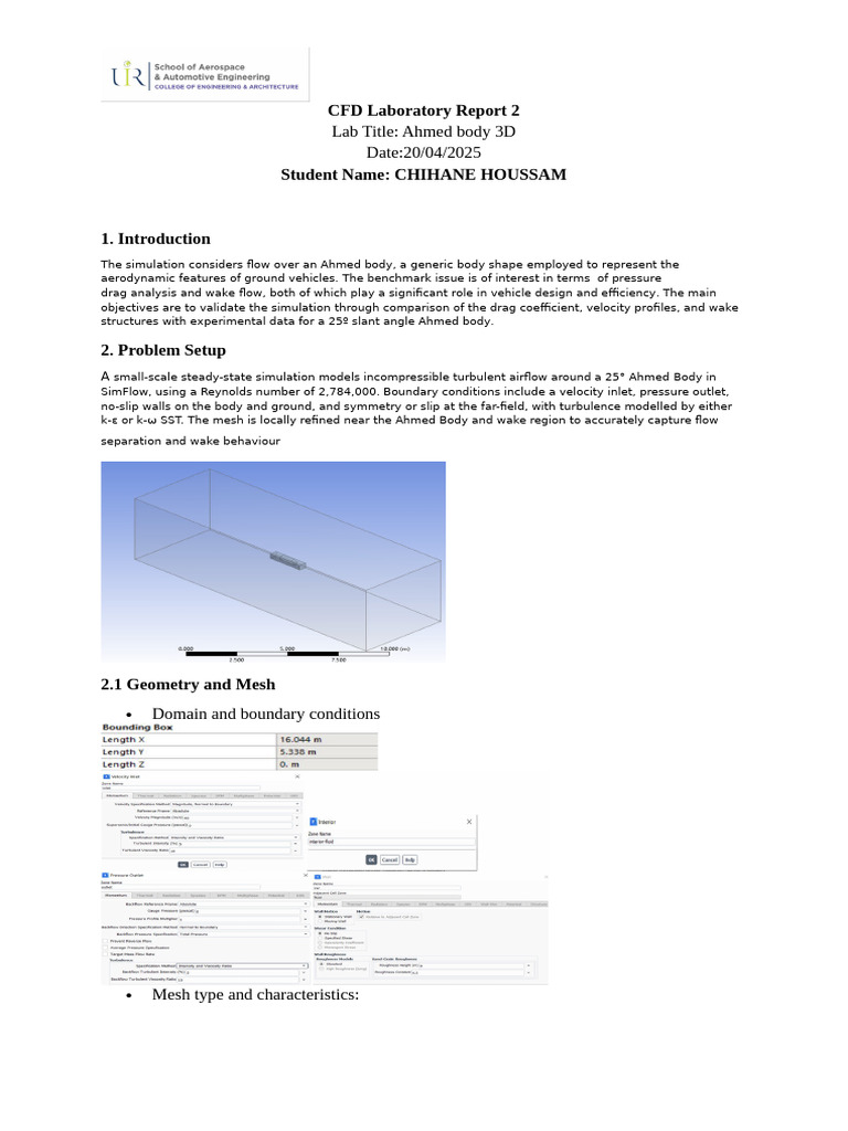 Ahmed Body CFD Analysis Report | PDF | Computational Fluid Dynamics ...