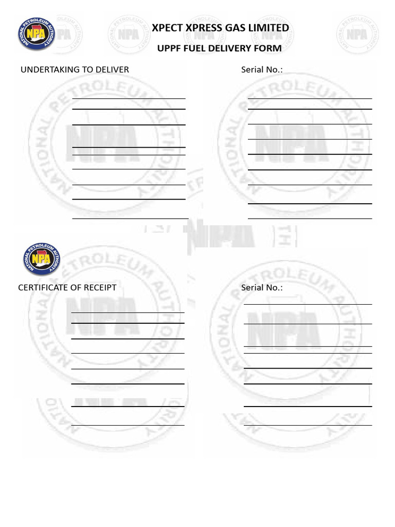 UPPF Fuel Delivery Form for LPG | PDF