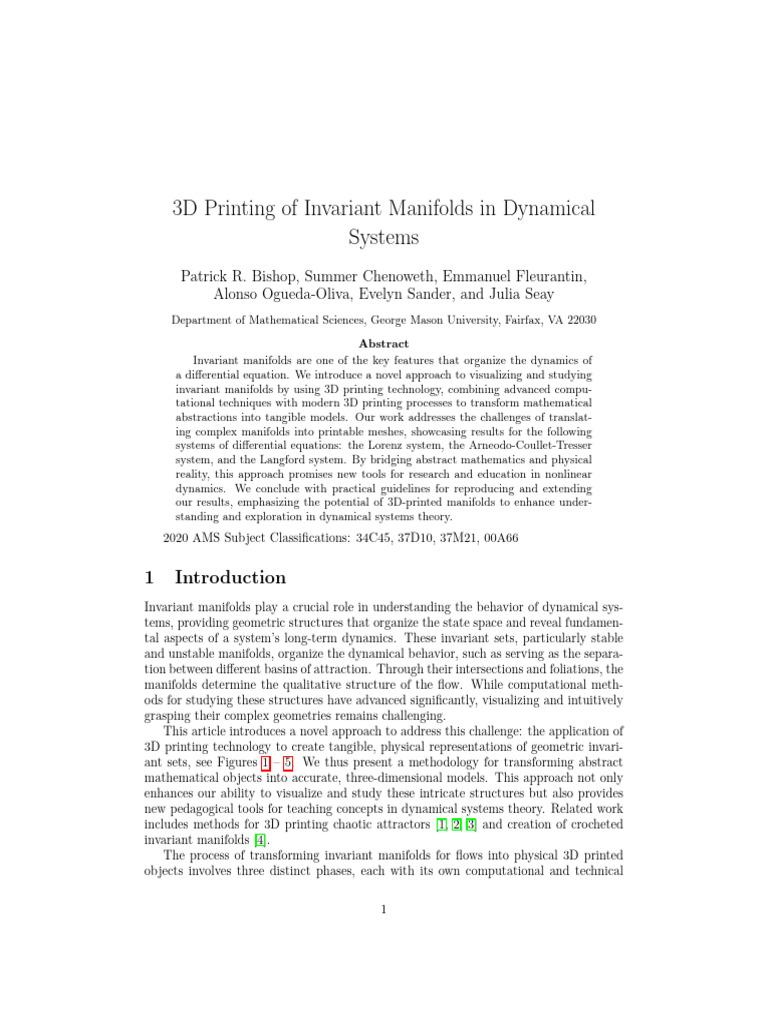 3D Printing Invariant Manifolds in Dynamics | PDF | Manifold ...