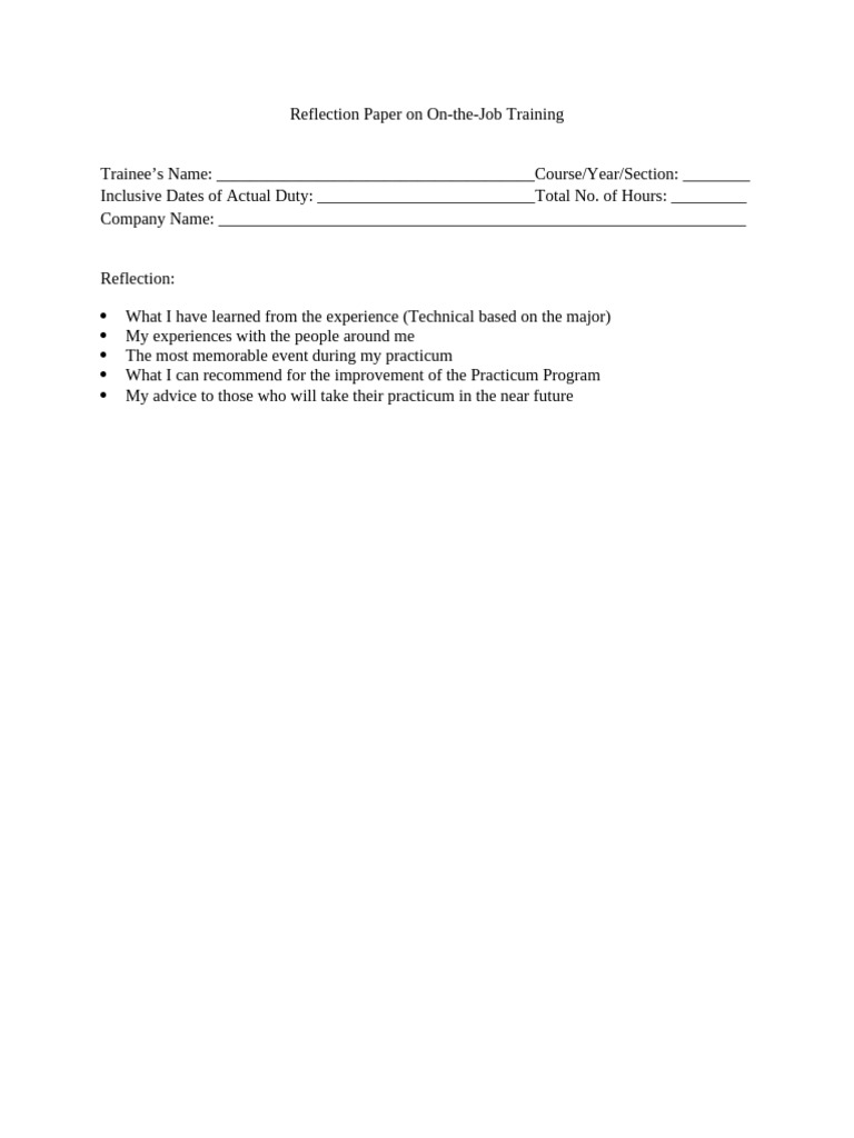 Internship Reflection Paper | PDF