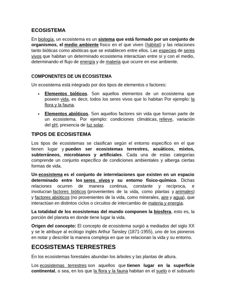 Tipos y componentes de ecosistemas | PDF | Selva | Ecosistema