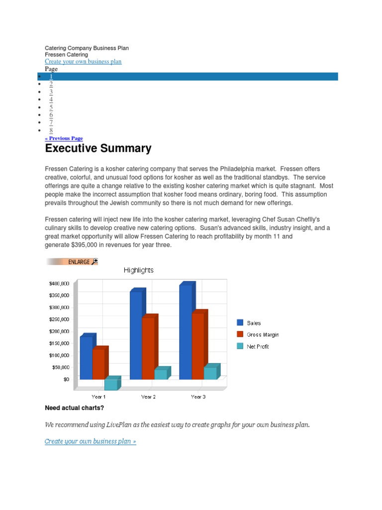 Catering services business plan example image
