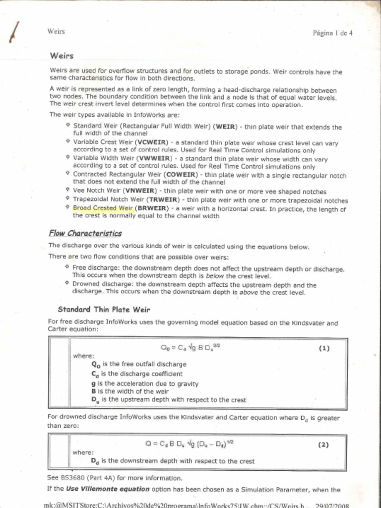 Weirs SWMM | PDF