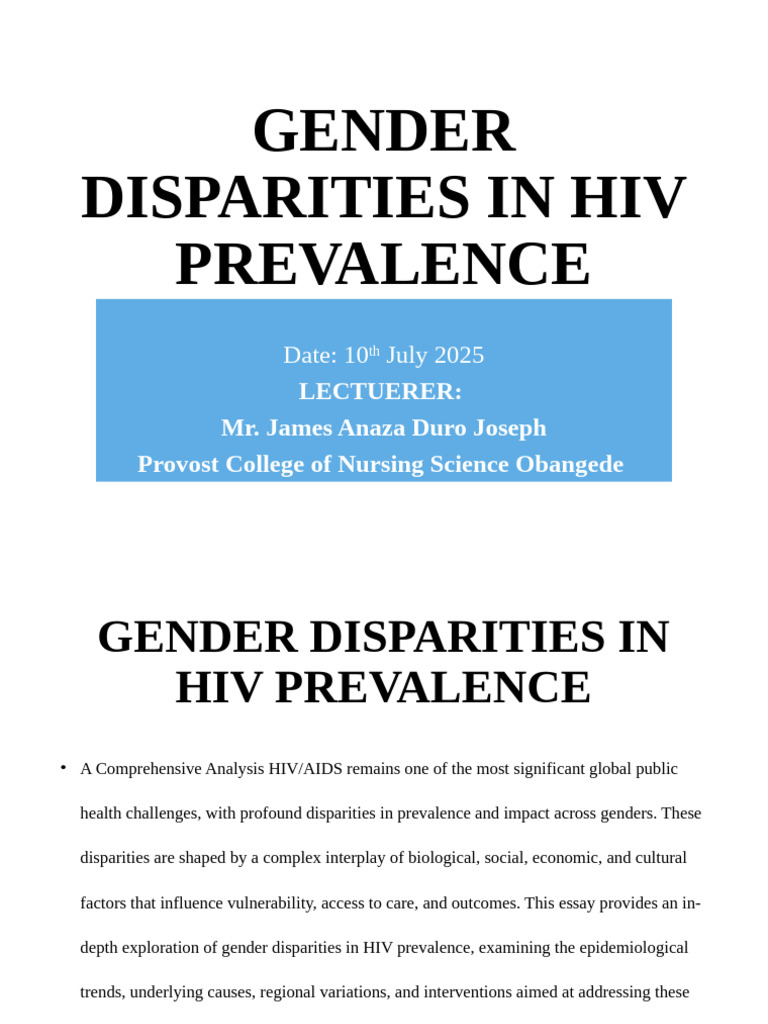 Gender Disparities in HIV Prevalence Analysis | PDF | Men Who Have Sex ...
