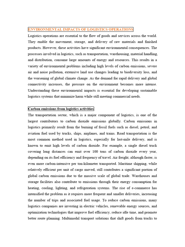 Environmental Impact of Logistics | PDF | Air Pollution | Climate Change