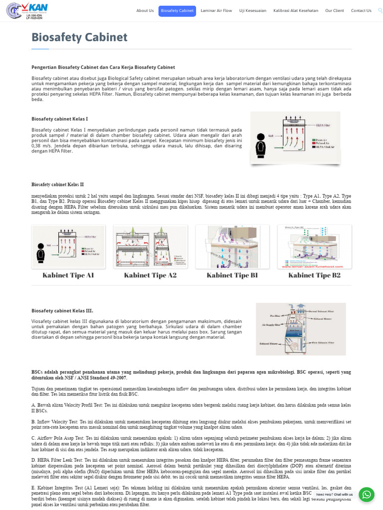 Pengertian dan Kelas Biosafety Cabinet | PDF