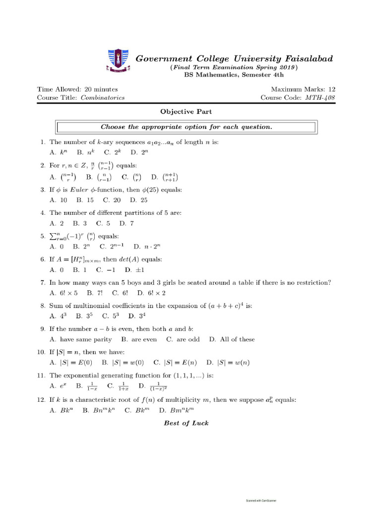 Combinatorics Papers | PDF