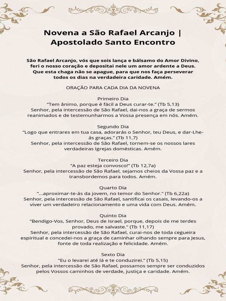 Novena a São Rafael Arcanjo | PDF | Oração | Amor