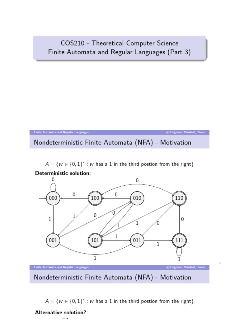 COS210 - Theoretical Computer Science Finite Automata and Regular ...