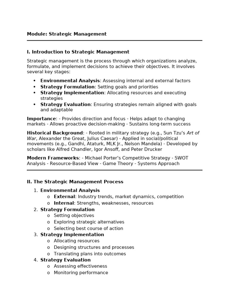 Strategic Management Module | PDF | Strategic Management | Business