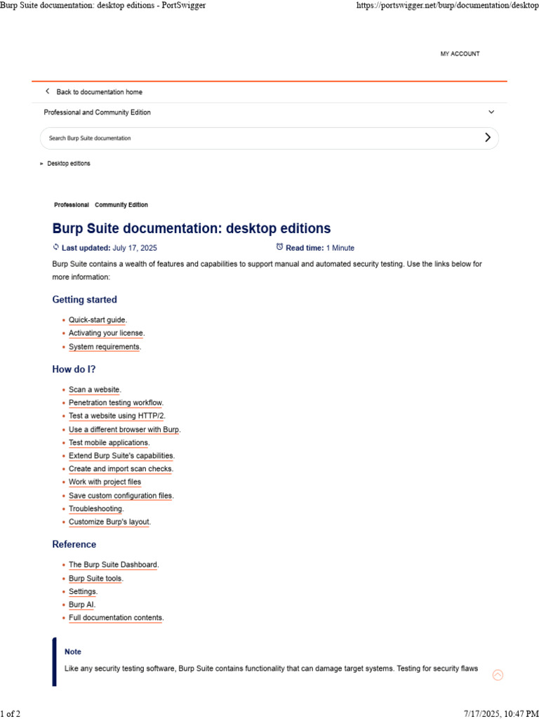 Burp Suite Desktop Editions Overview | PDF | Computing | Software