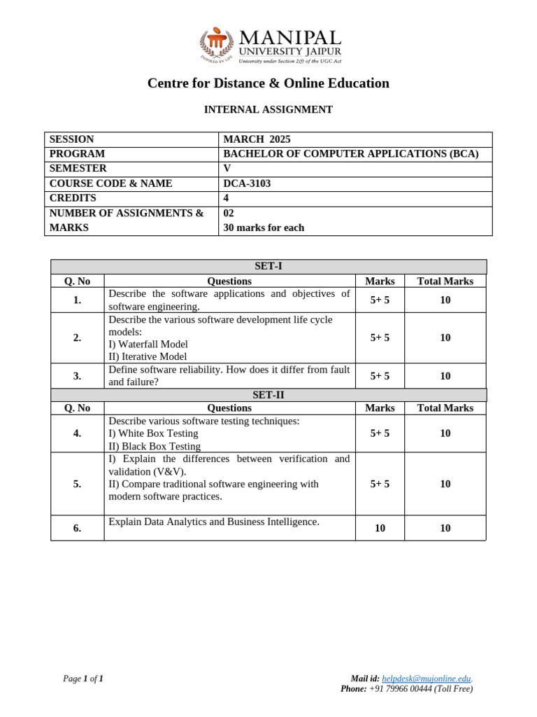 BCA Semester V Internal Assignment 2025 | PDF