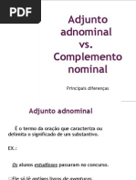 Adjunto Adnominal X Complemento Nominal. Exercícios de Fixaçãi | PDF