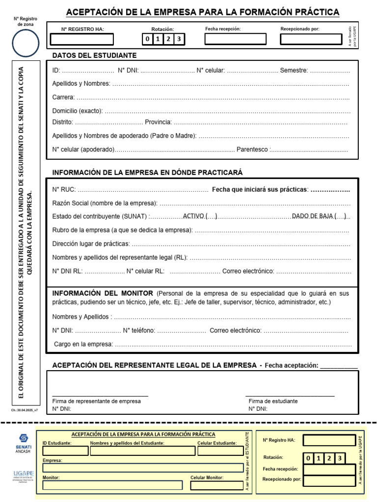 Aceptación para Formación Práctica SENATI | PDF