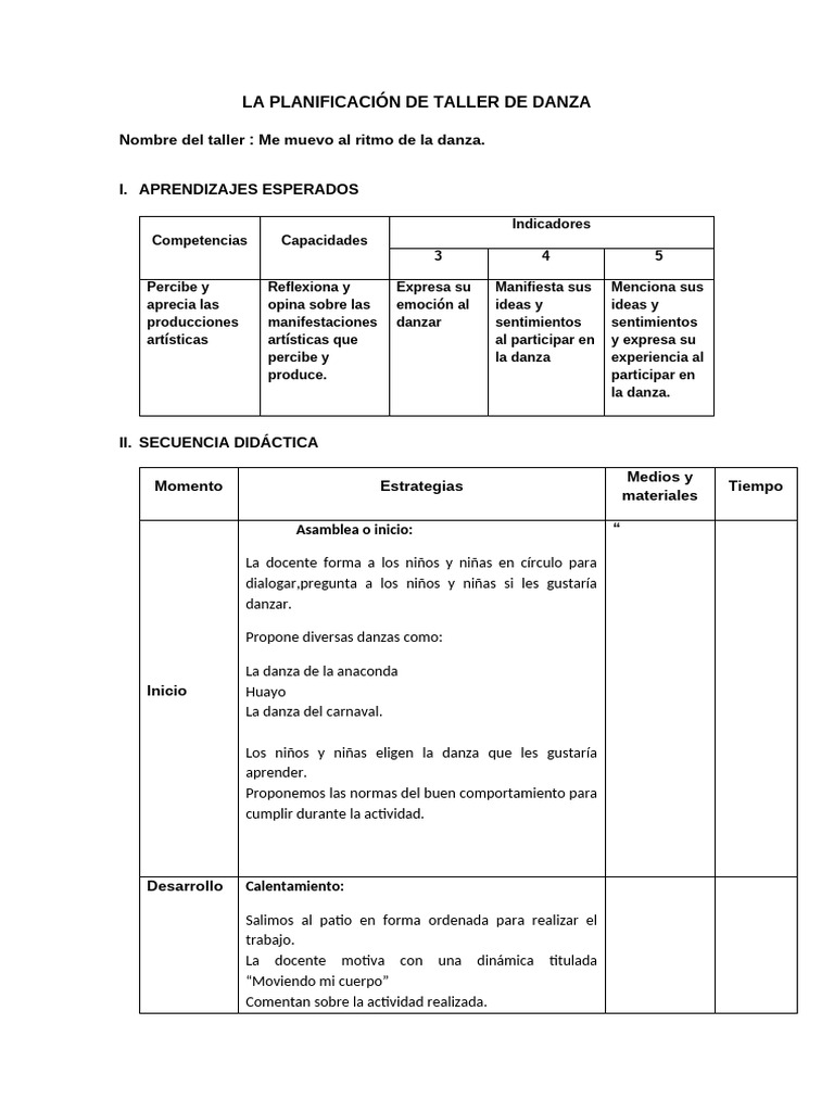 Taller de danza: Aprendizaje y diversión | PDF | Bailes
