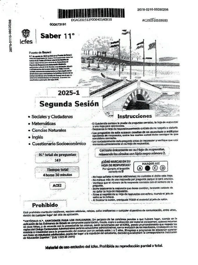 Icfes Saber 11 (Colegios) Calendario B 2025 Sesion 2 Version 1 (1 ...