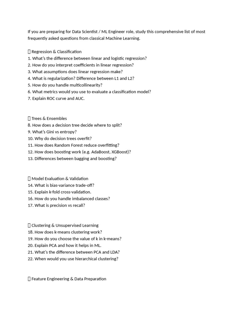 Essential ML Interview Questions Guide | PDF