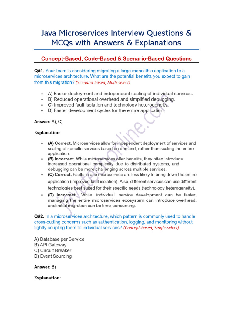 Java Microservices MCQs and Answers | PDF | Machine Learning ...