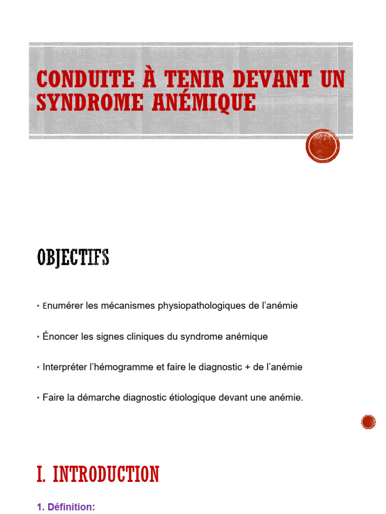Prise en charge du syndrome anémique | PDF | Anémie | Fluides corporels