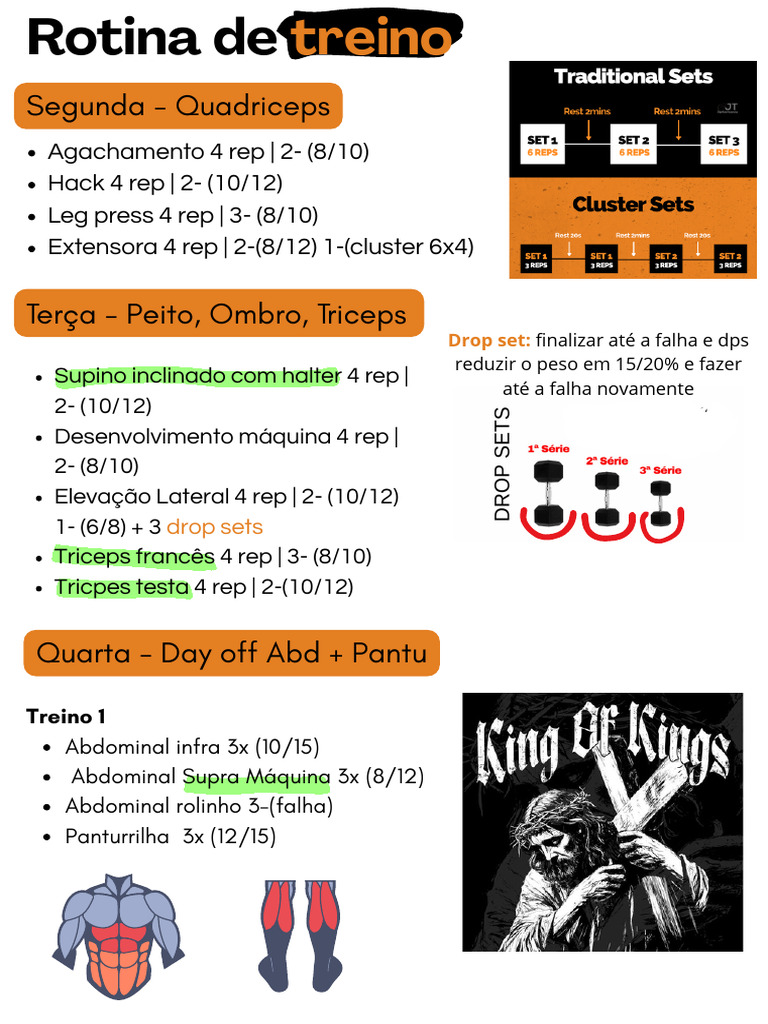 Rotina de Treino com Drop Sets e Abdominais | PDF