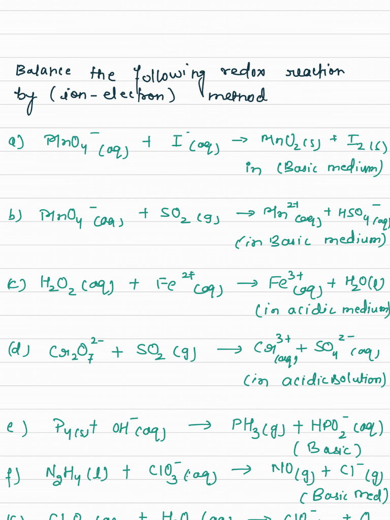 Redox Questions - 240718 - 091248 | PDF