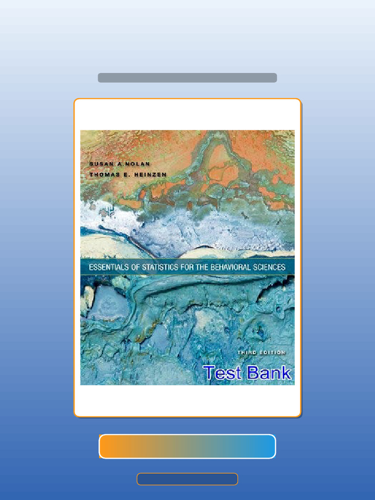 Essentials of Statistics For The Behavioral Sciences 3rd Edition Nolan ...