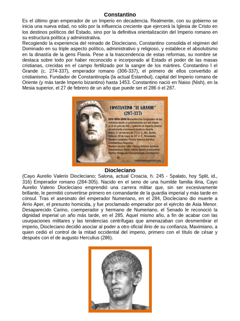 Constantino y el Edicto de Milán | PDF | imperio Romano | Constantino ...