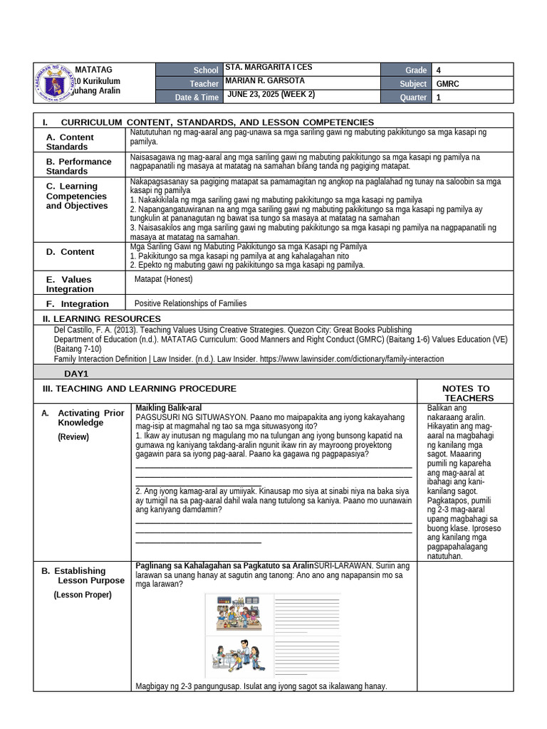 DLL GMRC Q1 W2 | PDF