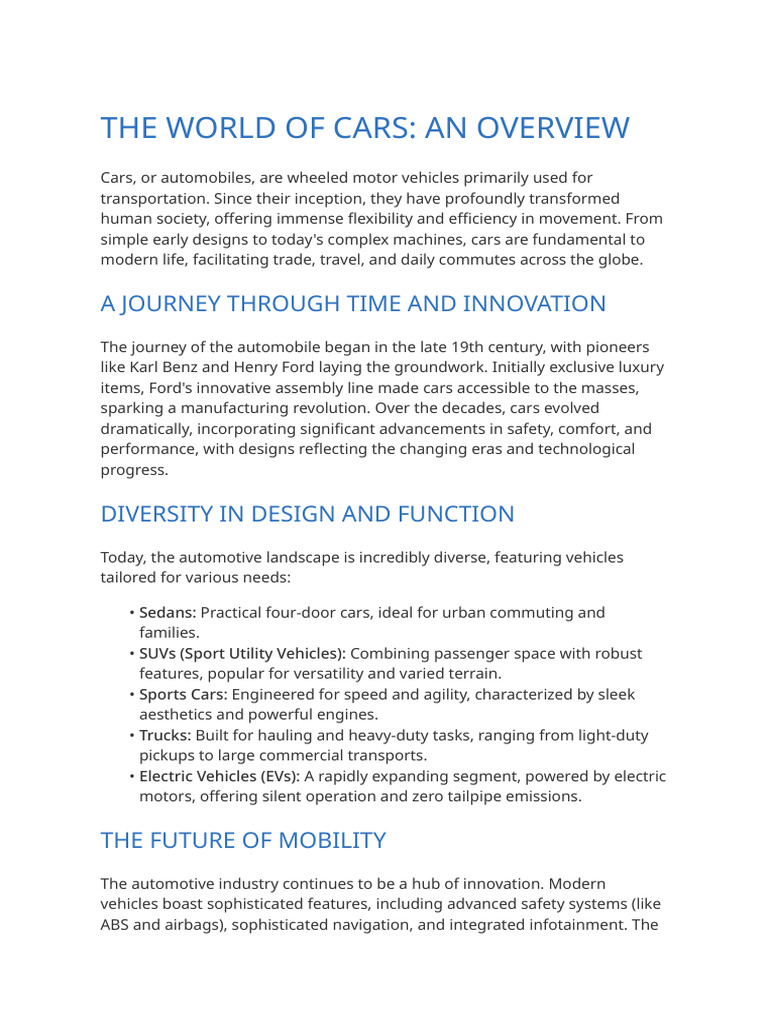 About Cars | PDF