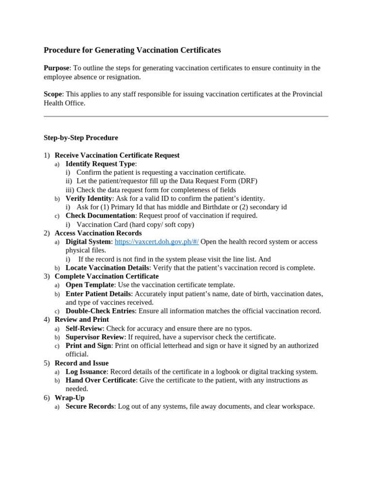 Vaccination Certificate Generation Guide | PDF