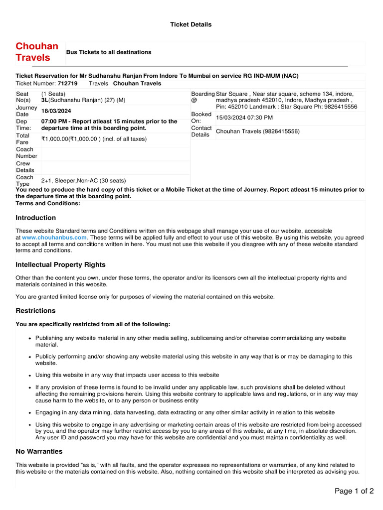 Ticket Details | PDF | Indemnity | Legal Liability