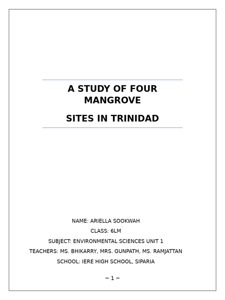 Mangrove Study in Trinidad: Water Analysis | PDF | Mangrove | Soil