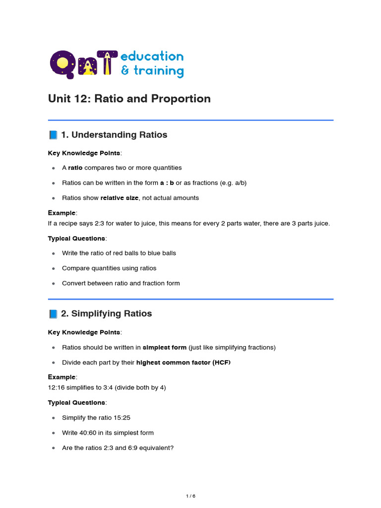 Understanding Ratios and Proportions | PDF | Ratio | Elementary Mathematics