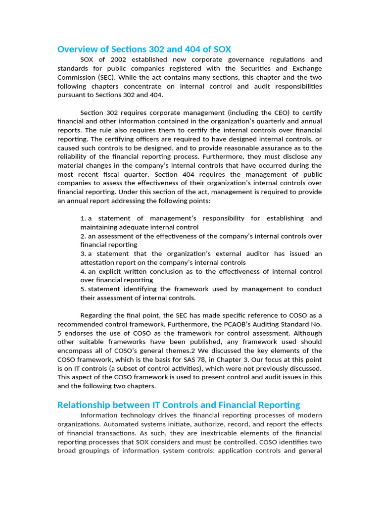Sarbanes - Oxley Act Notes | PDF | Internal Control | Sarbanes–Oxley Act