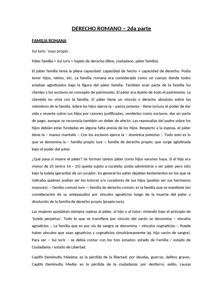 Familia Romana y Derecho en Roma | PDF | Pagos | Posesión (Ley)