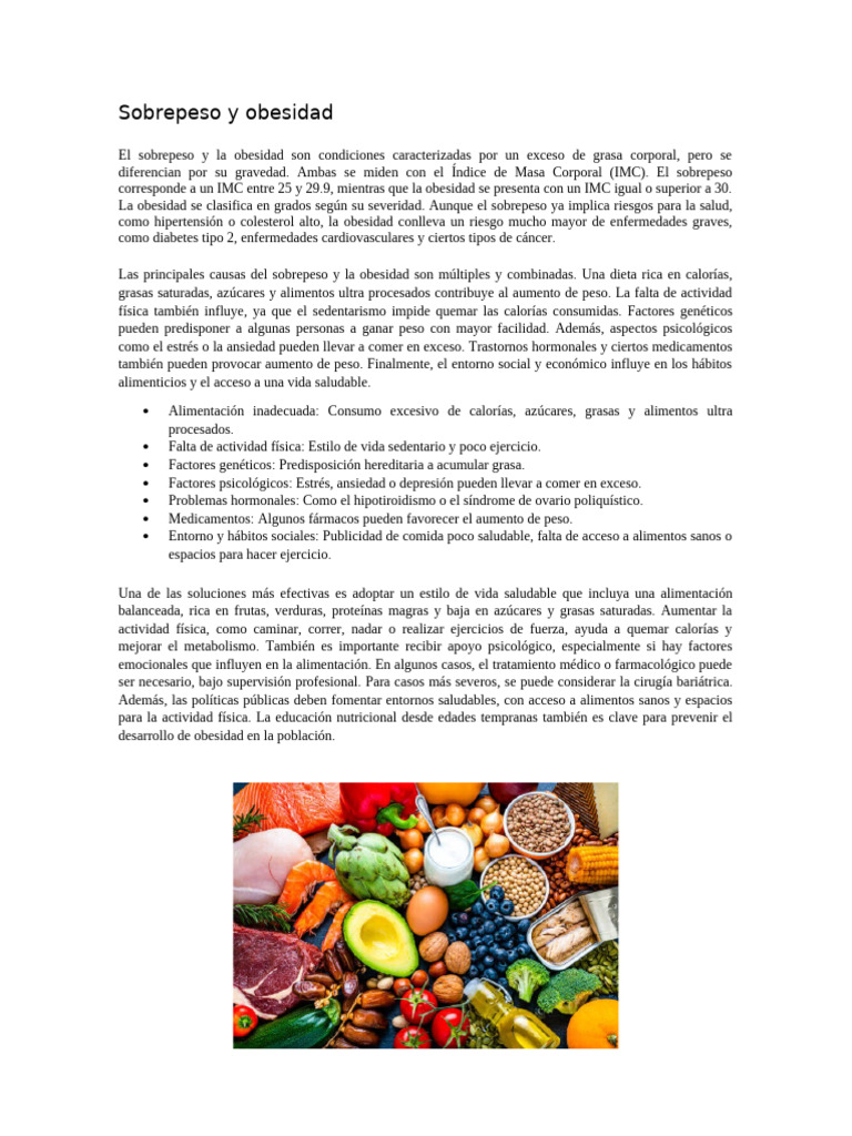 Causas y soluciones del sobrepeso y obesidad | PDF | Obesidad | Exceso ...