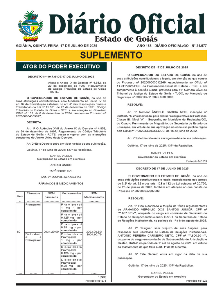 Diario Oficial 2025-07-17 Suplemento Completo | PDF | Governo | Justiça