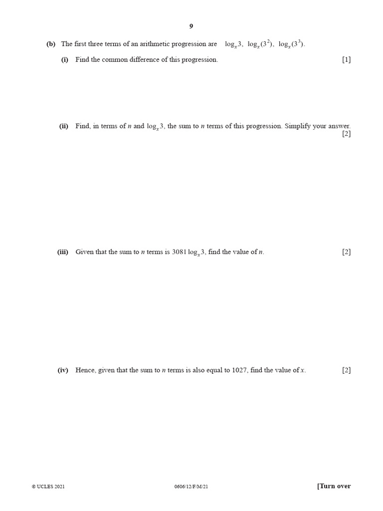 Arithmetic Progression Logarithm Problems | PDF